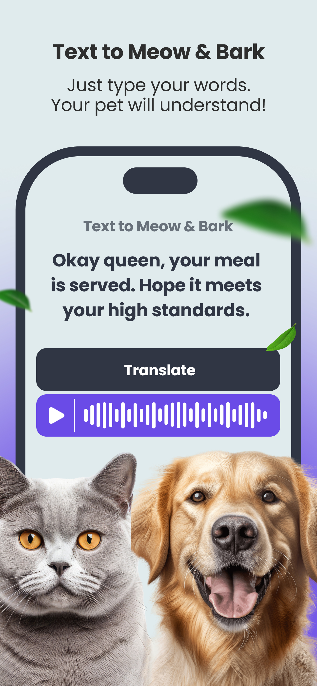 Petify app screenshot: pet emotion or insight view on Android
